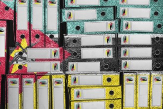 Mozambique Flag Colors Folder Stack, Bureaucracy and Government Administration Concep