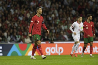 Football match, captain Cristiano RONALDO CR7 Portugal walks confidently to the right with