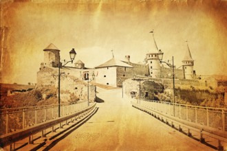 Vintage postcard of old castle