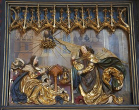Part of the St Vitus Stoss Altarpiece in St Mary's Church in Krakow: Annunciation