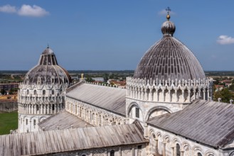 Cathedral and baptistery of Pisa, seen from the leaning tower, Italy