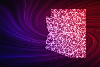 Map of Arizona, Polygonal mesh line map, modern map