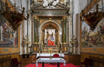 Salamanca, Spain, 9 April, 2024: detail view of a side chapel and altar piece in the New Cathedral