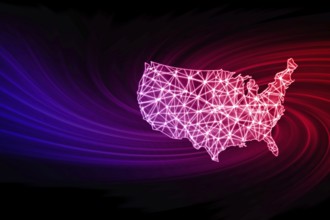 Map of United States, Polygonal mesh line map, modern map