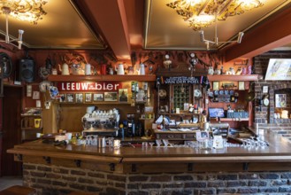 Valkenburg, Limburg, The Netherlands, 04 05 2022, Traditional wooden interior design of the Cafe