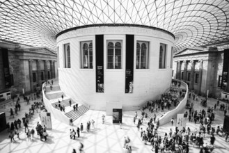 London, United Kingdom, June 29 2019: Crowd of people at the main hall of the famous British museum