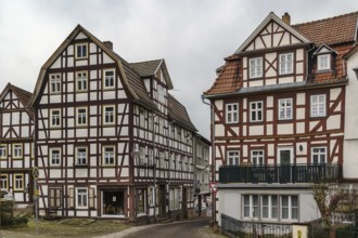 Street in Schlitz with half-timbered houses, Germany