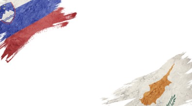 Flags of Slovenia and Cyprus on white background