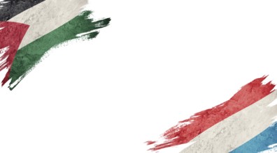 Flags of Palestine and Luxembourg on white background
