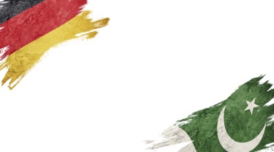 Flags of Germany and Pakistan on White Background