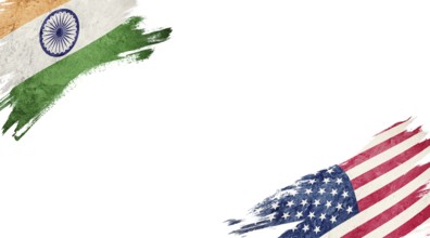 Flags of India and USA on White Background