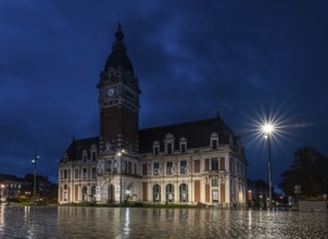 Laeken, Brussels Capital Region, Belgium- 11 09 2021: The town hall with the rain reflecting on the