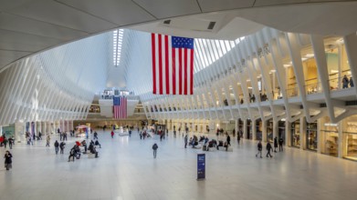 January 16, 2023, New York, NY, USA: Inside of One World Trade Center Oculus building at Westfield
