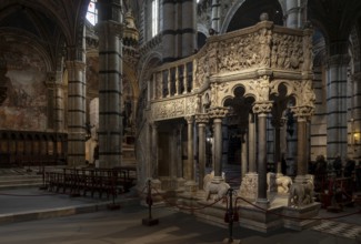 Siena, Duomo Santa Maria, interior, pulpit 1266-1268 by Nicola Pisano