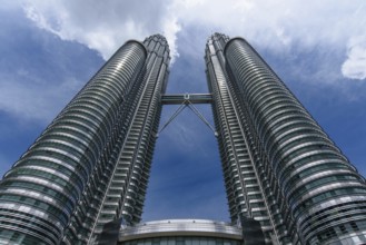 Petronas Twin Towers, the most famous twin skyscrapers in Kuala Lumpur, Malaysia