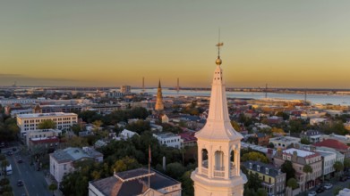 Aerial view of the St Michaels Anglican Church in Charleston SC. Listed on the National Register of