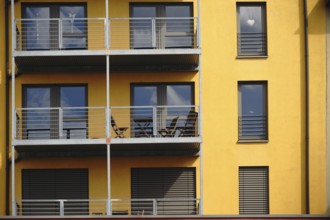 The new and modern balconies of a flat and apartment block
