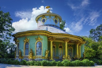 Chinese tea house is in the beautiful Sanssouci Park. In beautiful summer weather
