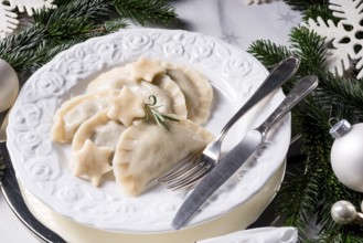 Polish-style dumplings filled with sauerkraut and mushrooms