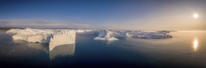 Greenland Ilulissat glaciers at fjord Disco Bay West Greenland