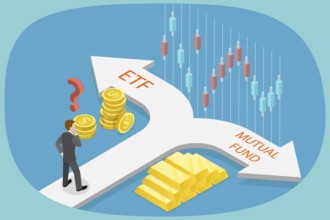 3D Isometric Flat Illustration of Exchange Traded Fund, ETF On The Stock Exchange To Invest In A
