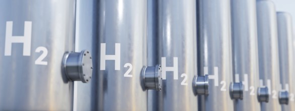 A modern hydrogen tank for renewable energy. 3D illustration