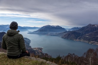Landscape of Lake Como from Camaggiore Alp in Valsassina