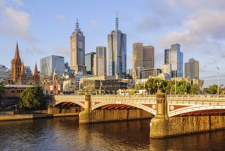 Princes Bridge spans the Yarra River in the city, Melbourne, Victoria, Australia