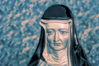 Figure of Hildegard of Bingen, Sibyl of the Rhine, 1098 – 1179, German Benedictine abbess and