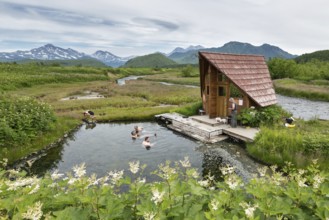 NALYCHEVO, KAMCHATKA PENINSULA, RUSSIA, JULY 11, 2014: Goryacherechensky group hot springs in