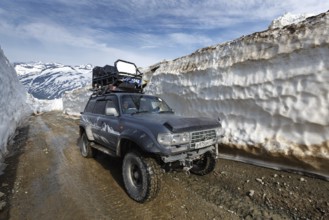 KAMCHATKA PENINSULA, RUSSIA, JUNE 18, 2017: Japanese extreme off-road expedition car Toyota Land
