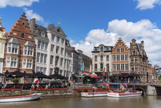 Boat cruise on river Leie in Ghent, Belgium