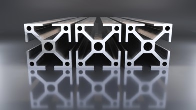 Some aluminum construction profile objects. 3D illustration