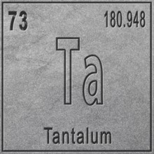 Tantalum chemical element, Sign with atomic number and atomic weight, Periodic Table Element,