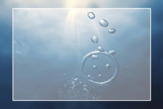 Underwater background white border frame, water surface blank text box