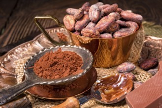 Chocolate cocoa and cocoa beans