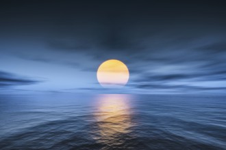A great sunset over the ocean 3d illustration