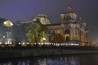 String of lights along the former Berlin Wall