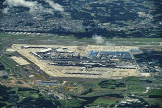 Narita International Airport (taken from an airplane). Shooting Location: Chiba Prefecture