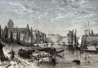 Historical view of Bayonne, early 19th century, department of Pyrénées-Atlantiques,