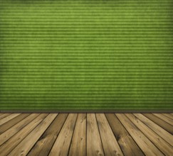 Vintage green interior with wooden floor