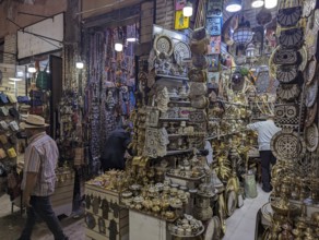 Impressions of typical Moroccan souks in the medina of Marrakech