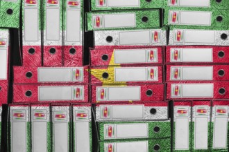 Suriname Flag Colors Folder Stack, Bureaucracy and Government Administration Concep