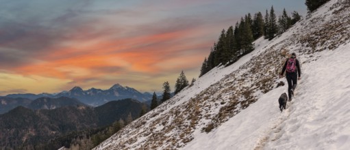 Hiking during early spring in the Bavarian alps near Tegernsee, Germany