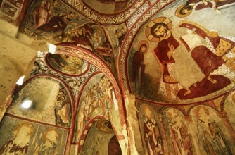 Frescoes.Çarikli kilise (sandal church), Open-air museum.Göreme.Cappadocia.Turkey