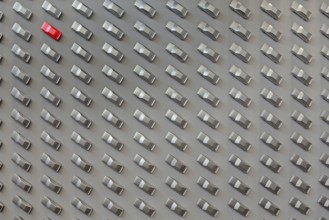Modern art, wall design with mini cars, Pinakothek der Moderne, Munich, Bavaria, Germany