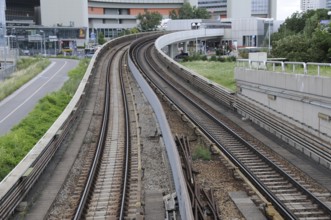 Underground tracks next to Kaisermühlen Vienna Austria