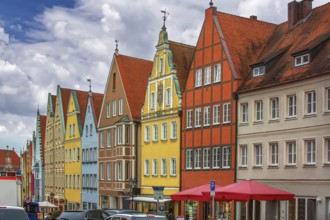 Street with historical houses in Donauworth old town, Germany