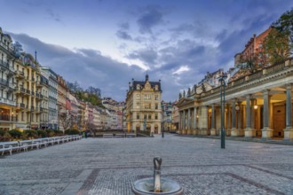 Square in Karlovy Vary city center, Czech republic