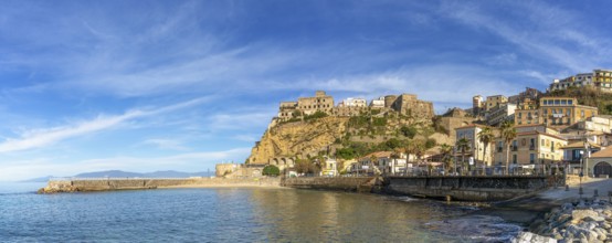 Pizzo, Italy, 13 December, 2023: panorama view of the old town and harbor of Pizzo Calabro on the